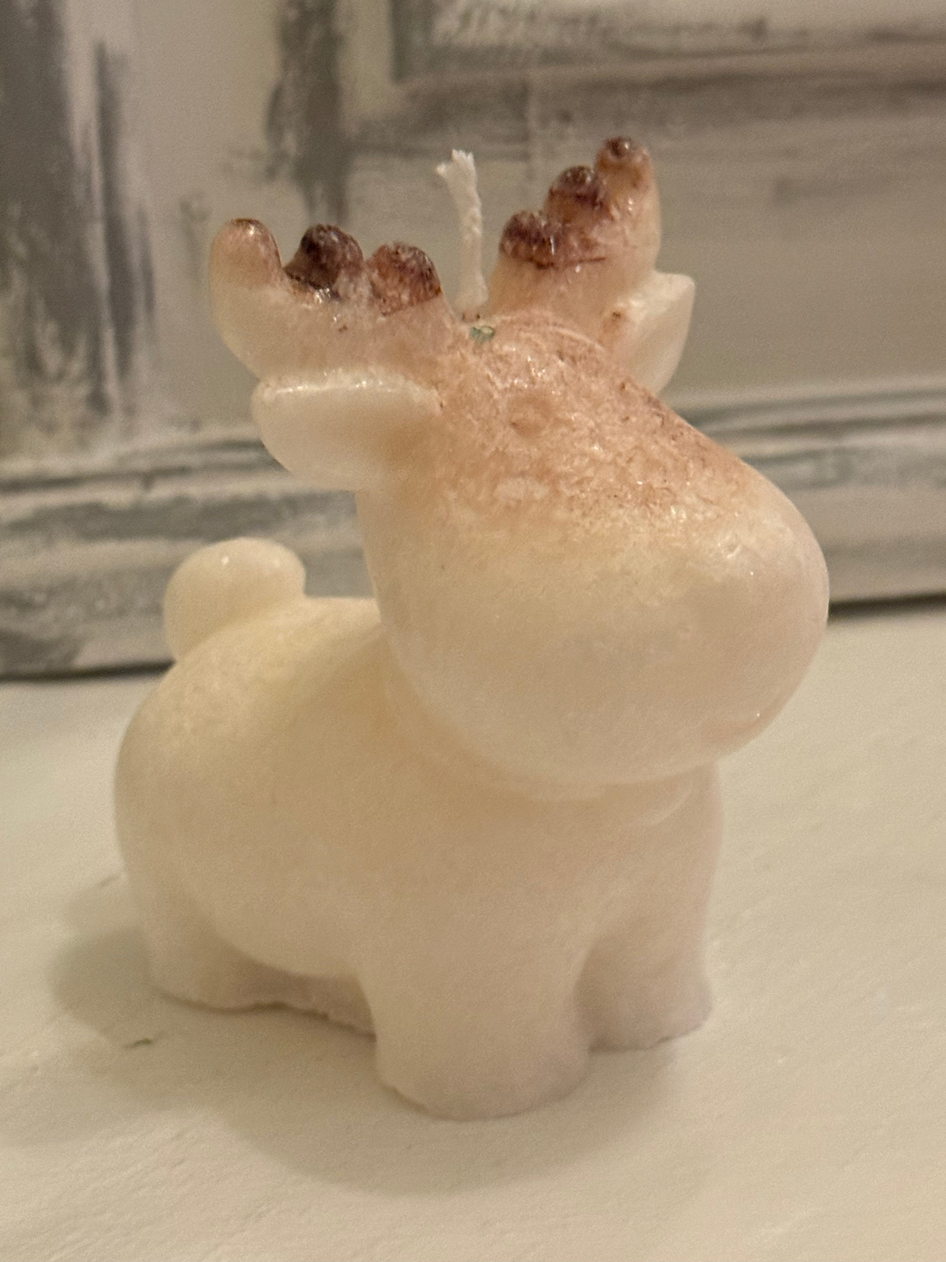 Snowy Reindeer Candle  Handmade Festive Decor | LOV Christmas Collection