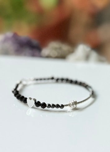 Midnight Shield , Serenity collection for HER from sterling silver and black obsidian