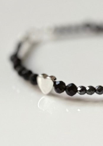 Midnight Shield , Serenity collection for HER from sterling silver and black obsidian