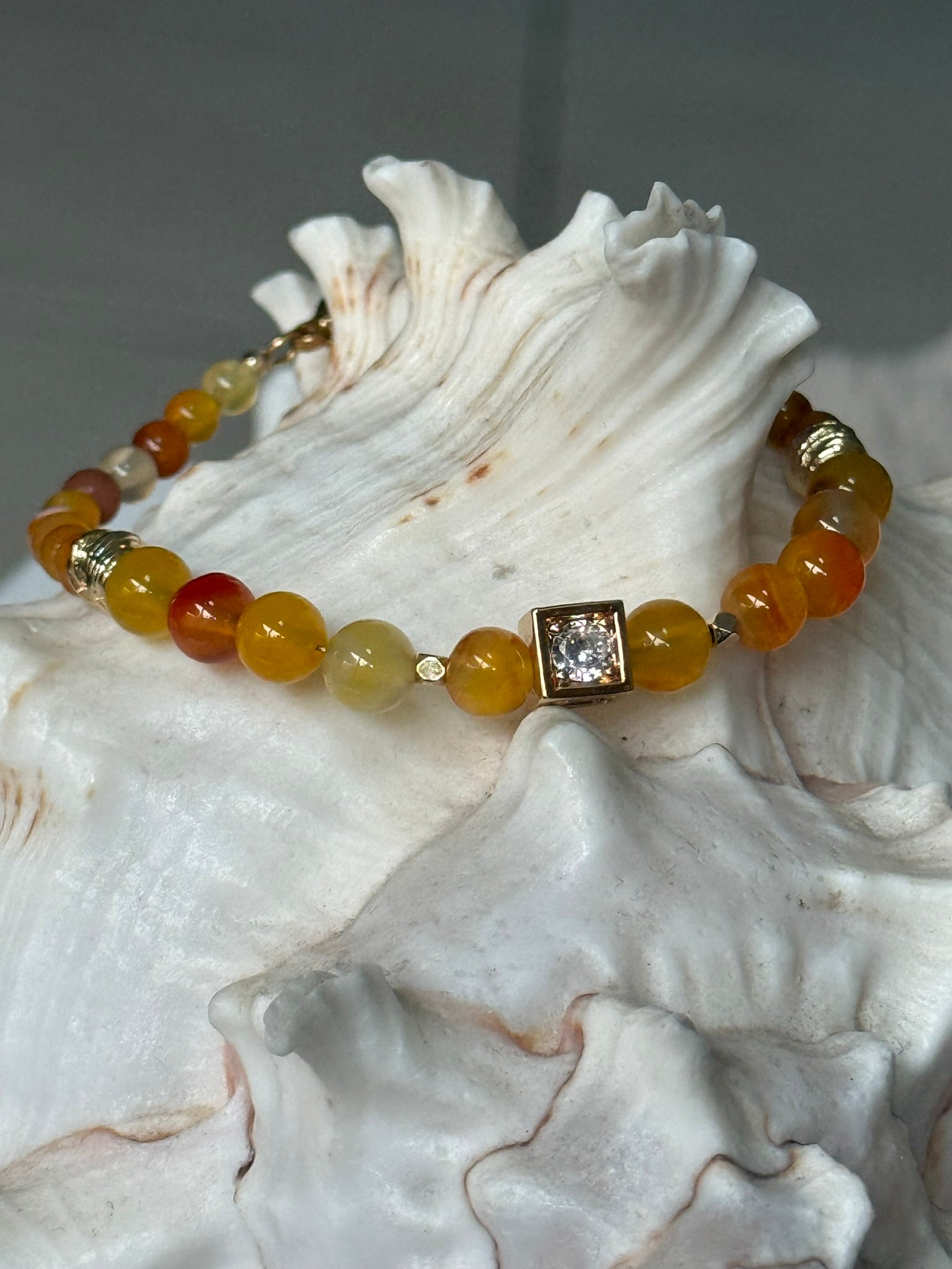 Sunset Tide Bracelet – Serenity Collection from sterling silver and orange agate