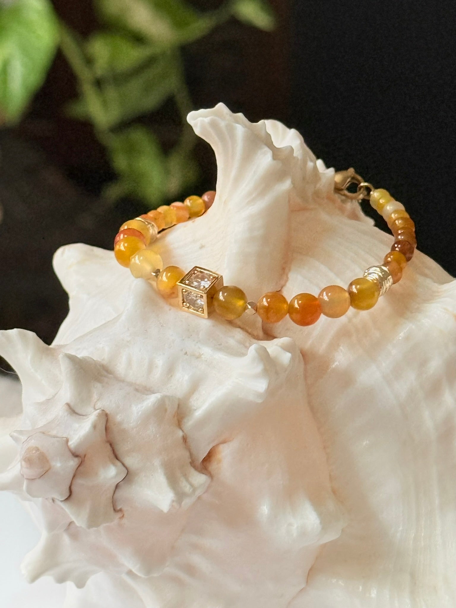 Sunset Tide Bracelet – Serenity Collection from sterling silver and orange agate