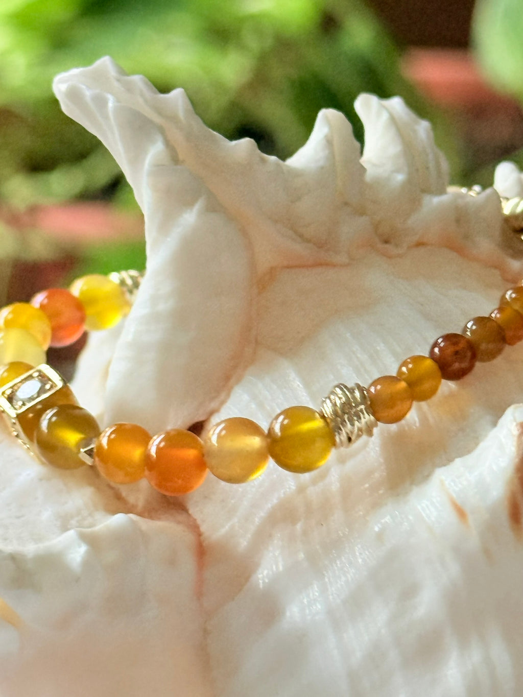 Sunset Tide Bracelet – Serenity Collection from sterling silver and orange agate