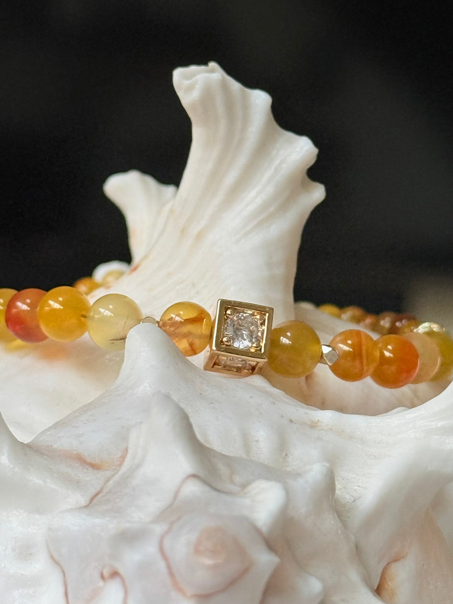 Sunset Tide Bracelet – Serenity Collection from sterling silver and orange agate