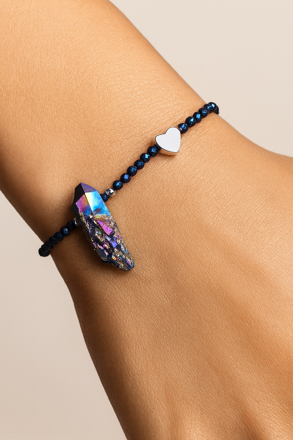 Celestial Edge – Aura Quartz & Hematite Bracelet– Serenity Collection for HER